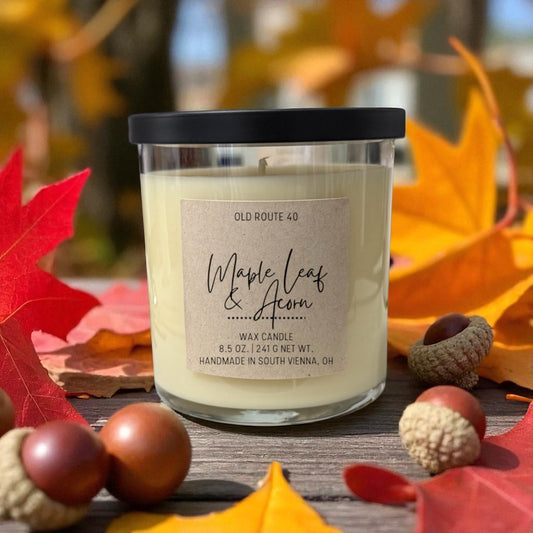 Maple Leaf & Acorn Candle